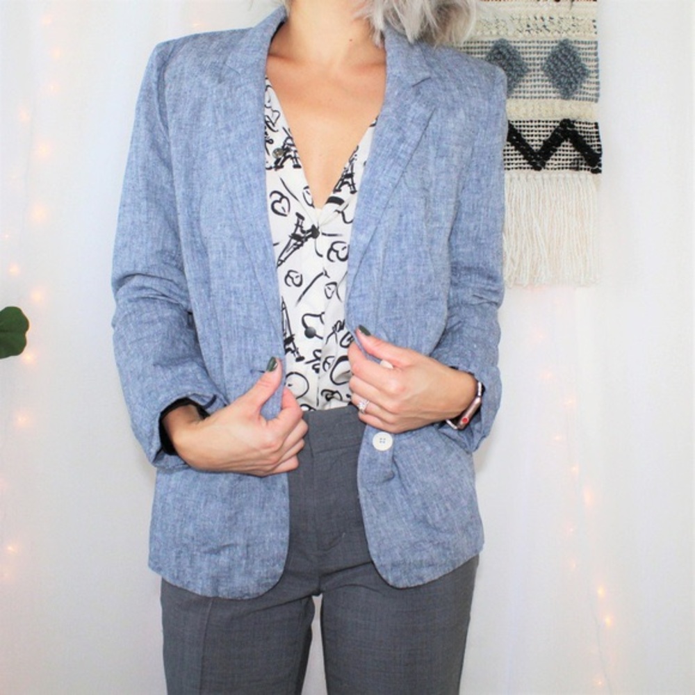 COPY - Anthropologie Cartonnier Linen Chambray Blazer